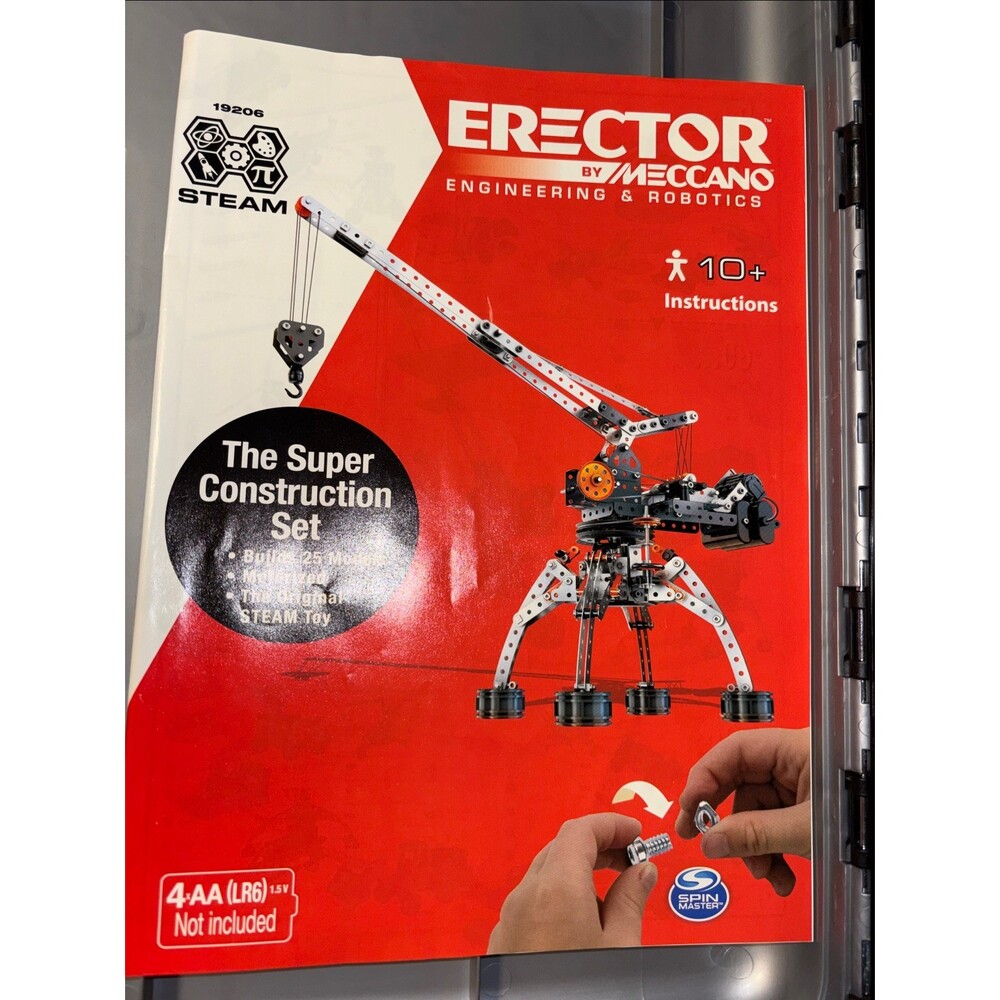 Erector By Meccano Super Construction Set case - Motor- Instruction Manual